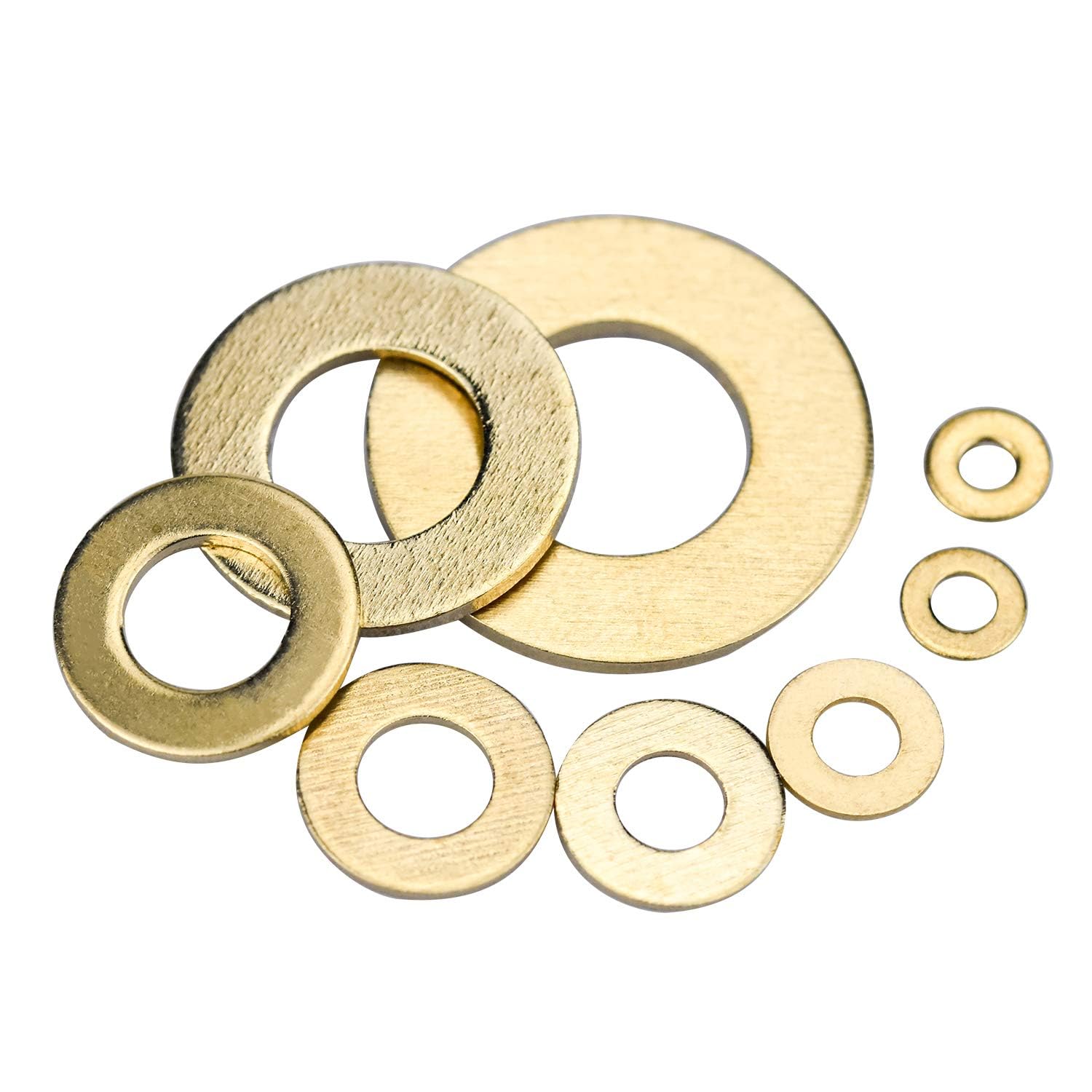 Set di 180 rondelle in ottone, 8 misure, dischi piatti e di sicurezza, assortimento (M2, M2.5, M3, M4, M5, M6, M8, M10), dischi piatti in ottone per viti e dadi