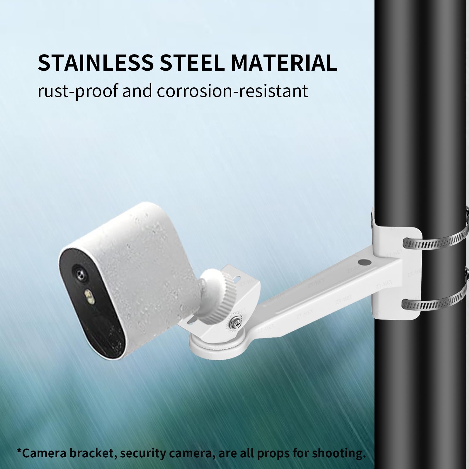 4 abrazaderas de manguera ajustables de acero inoxidable 304 con bucle de monitoreo para cámaras de seguridad, soporte adaptador para árbol, poste u otras condiciones similares (abrazadera de