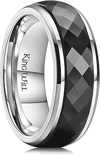 8mm Black Spinner Stainless Steel Ring Fidget Anxiety Ring for Men with Greek Key/Viking Pattern/Roman Numerals/Hammered Design
