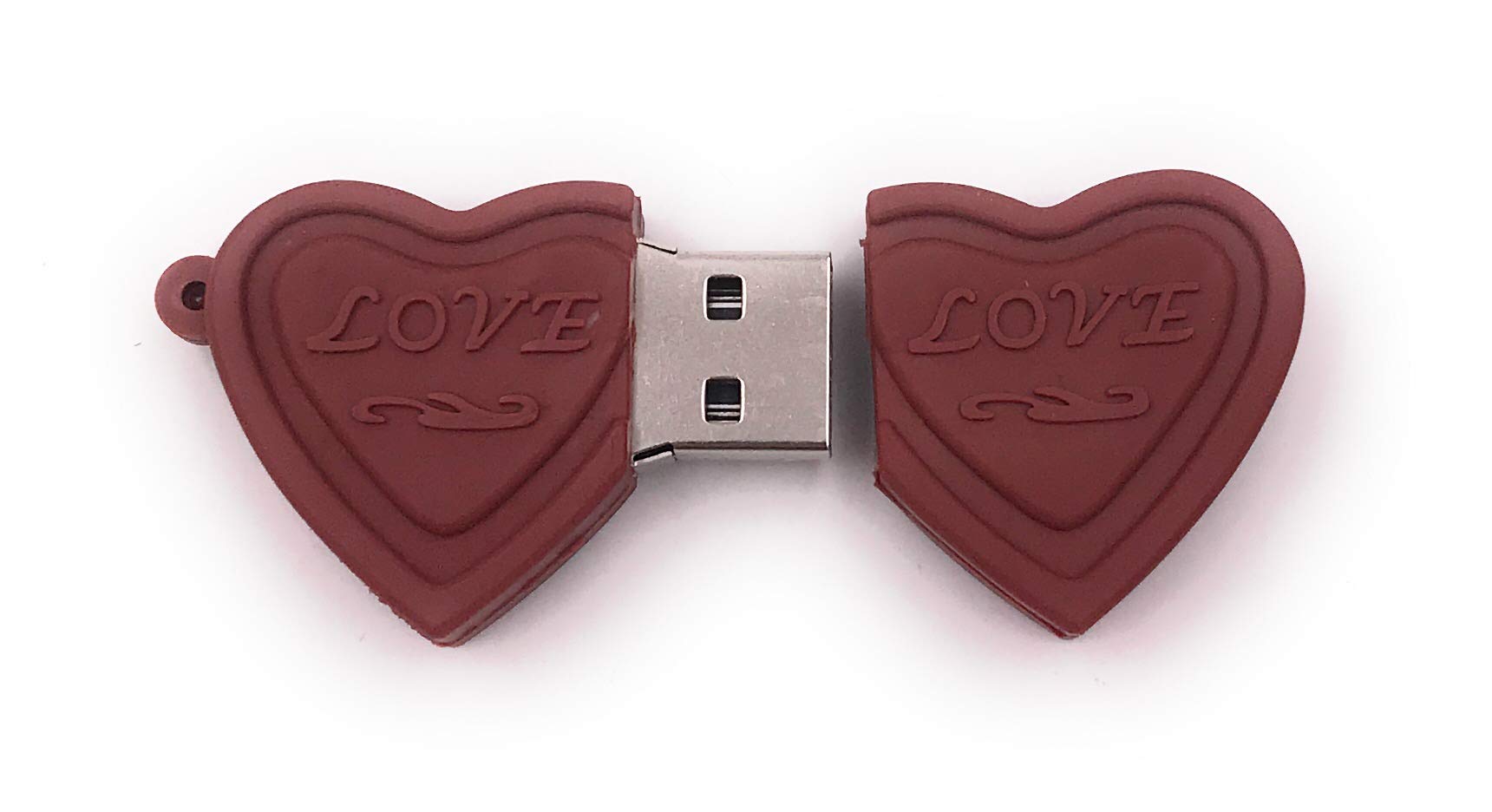 Onwomania Love Love Herz podwójne serce brązowy USB Stick in Alu pudełko prezentowe 128 GB USB 3.0