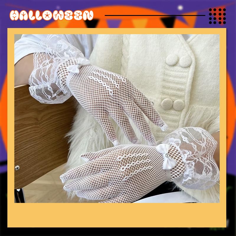 Halloween Costumes Accessories Gloves for Women Girls Gothic Vintage Tea Party Gloves for Wedding Birthday Christmas Outfits4