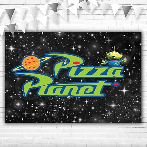 Miniatura 1 de Pizza Planet Toy Story - Telón de fondo para fiesta de cumpleaños, 5 x 3 pies, Little Monster Pizza Planet, Toy Story Banner para suministros de