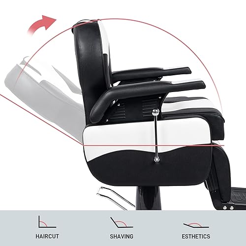 Miniatura 7 de OmySalon Silla de peluquería hidráulica multiusos reclinable de 360 grados, altura ajustable, silla de peluquería resistente, salón de belleza, spa,