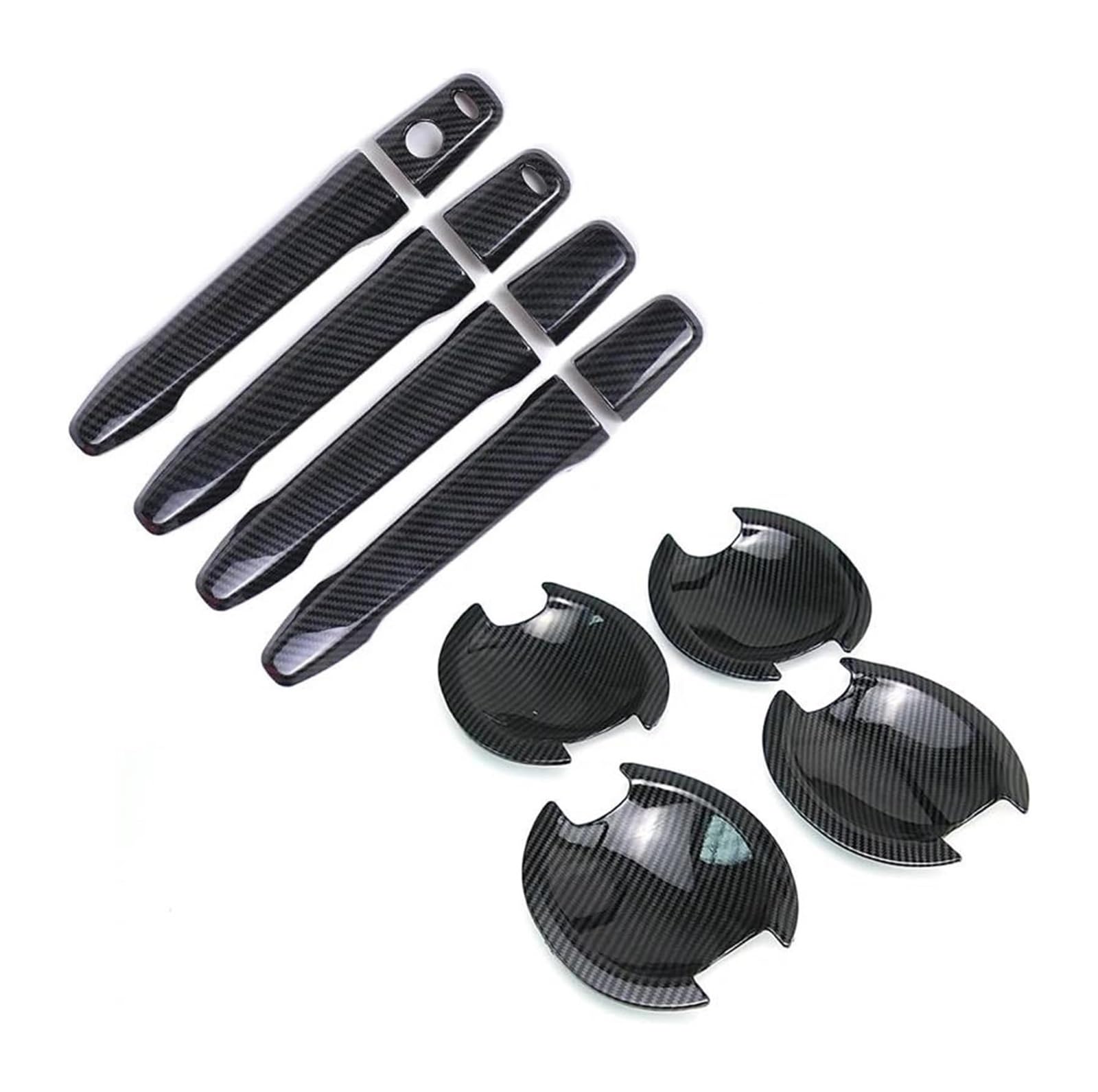 Hckclmbmzw Style2 For Outlander For Lancer Asx 2008-2020 Abs Chrome Carbon Fiber Car Door Handle Bowl Cover Sticker Styling Accessories Door Handle Cover(Style2)