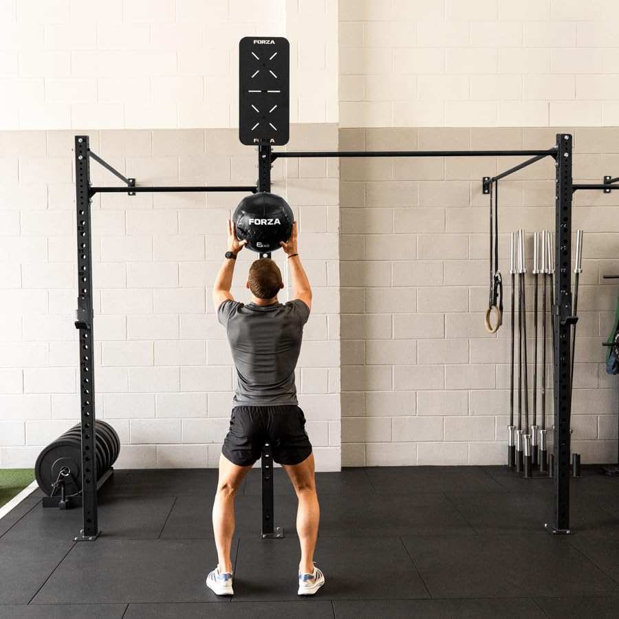 FORZA Bersagli a sfera da parete, piastre singole e doppie in acciaio resistente per CrossFit e allenamento funzionale, ad alto impatto, verniciato a polvere, montabile a parete o su piastre - altezze
