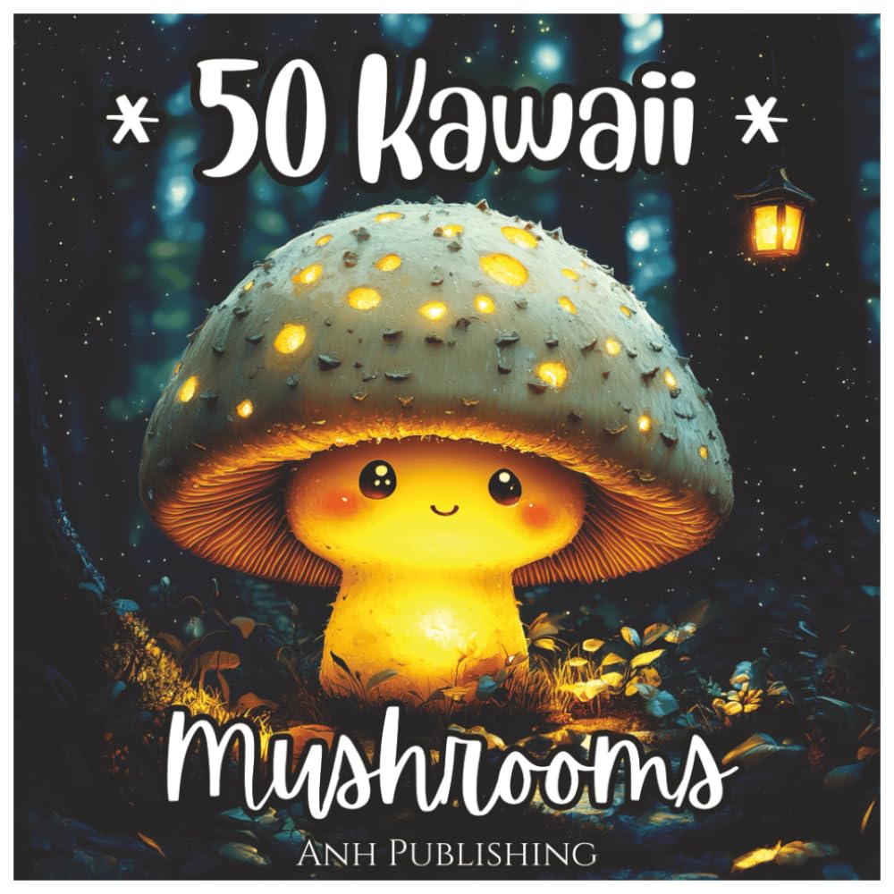 50 Kawaii Mushrooms: Fun Cute Anime Mushroom Coloring Book For Kids.: Adorable Mushroom Friends to Color and Enjoy – Perfect for Creative Kids Who
