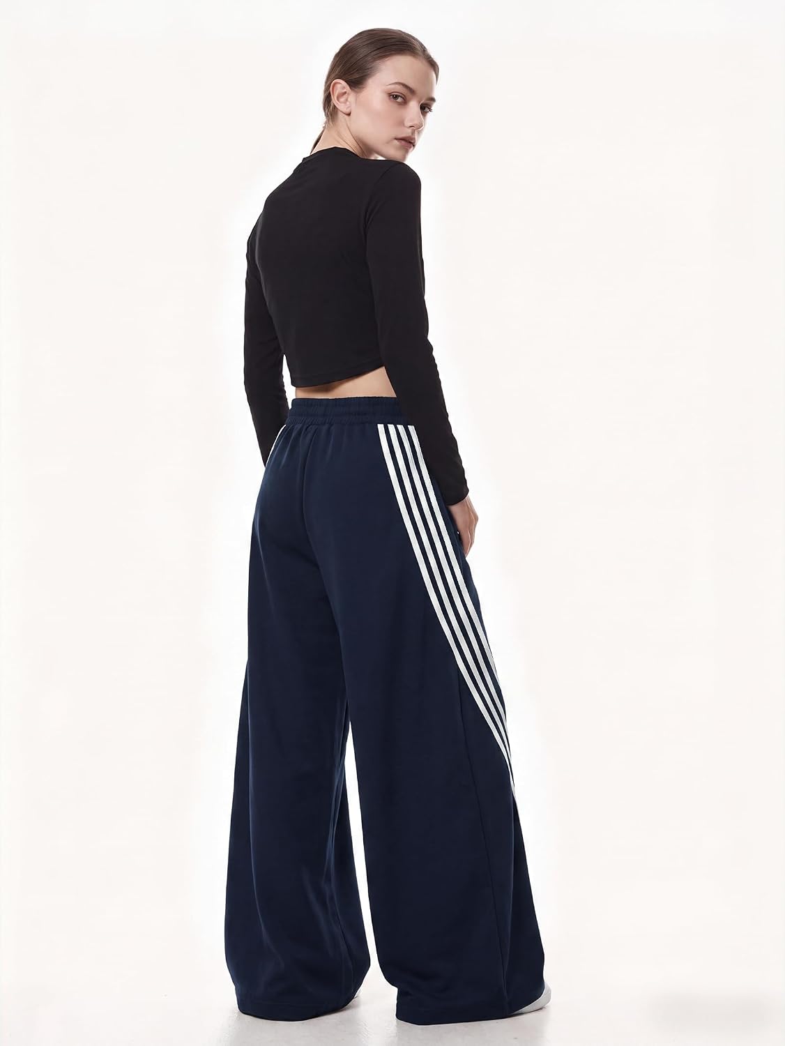 EMMIOL Women’s Y2K Baggy Barrel Striped Sweatpants High Waisted Wide Leg