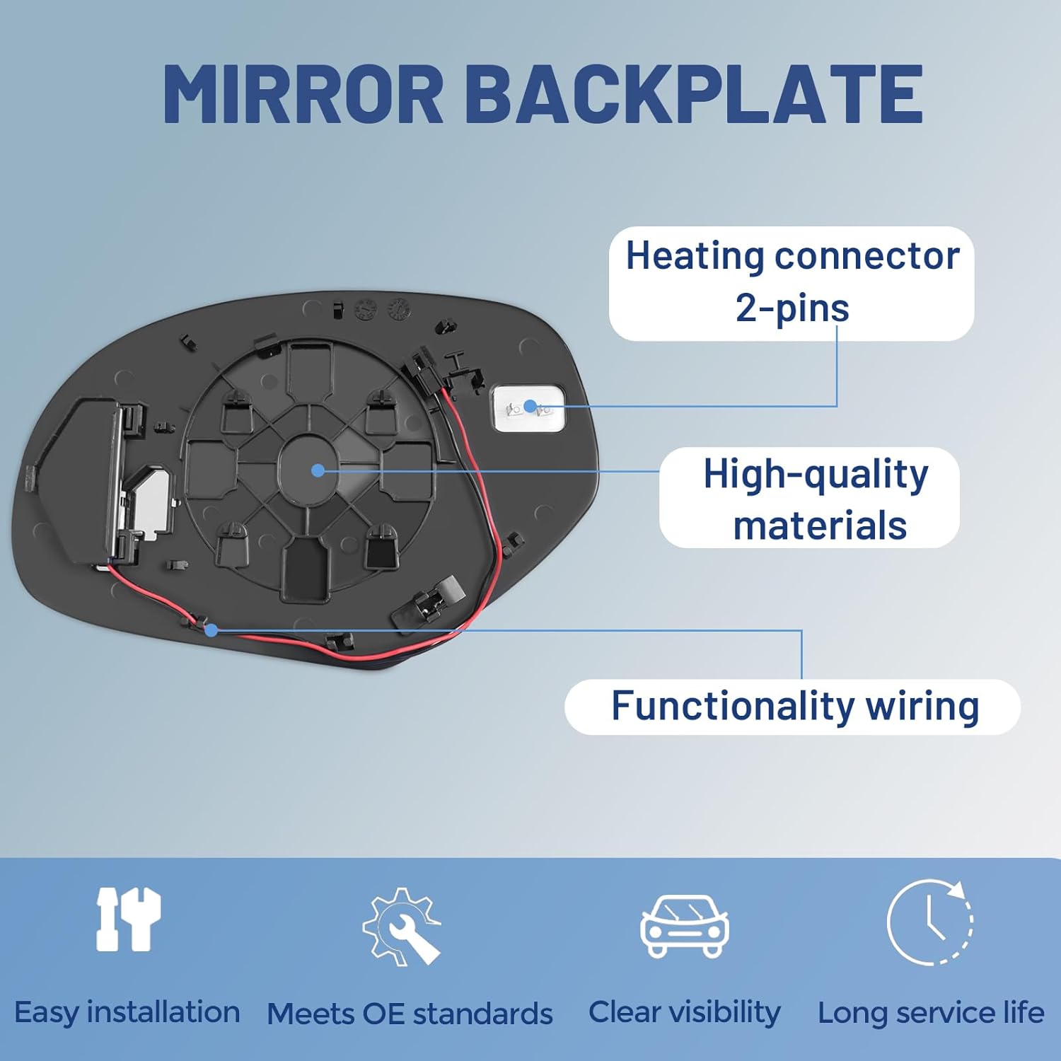 Passenger Right Side Mirror Glass - Compatible with GMC, Chevy, Cadillac - 2007-2014 Yukon, 2007-2013 Silverado 1500/Tahoe/Escalade, with Heated/Turn Signal, without Auto Dimming, Replace# 15886196