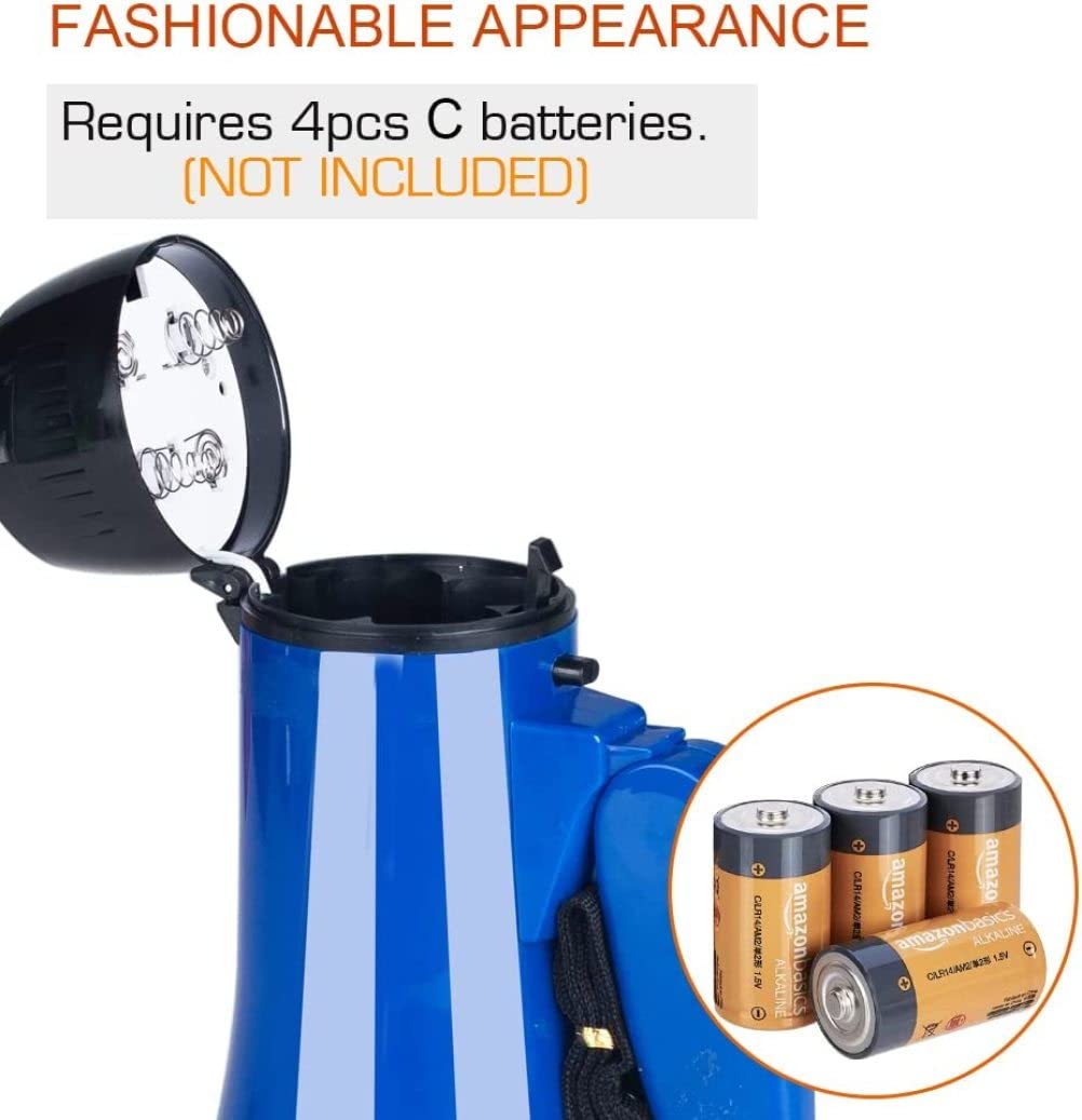 ppARK Megafon Tragbares Megaphon Bullhorn 20 Watt Leistung Megaphon Lautsprecher Sprach- und Sirenen-/Alarmmodi mit Lautstärkeregelung für alle Outdoor-Sportarten TröTe