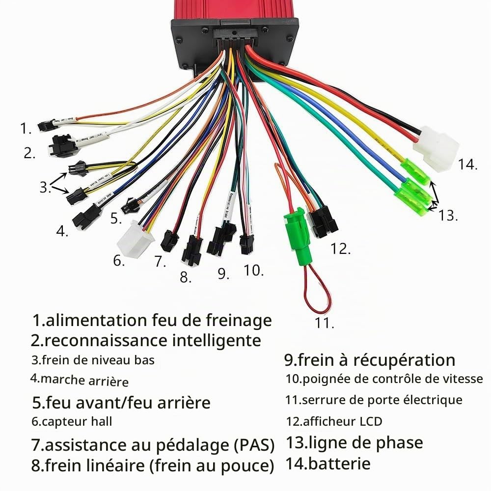 Controleur Trottinette Electrique Contrôleur for Scooter électrique, 36V 48V 60V 800W 1000W 1500W 26A 30A 33A ContrôLeur sans Moteur(36-64V 26-33A kit)