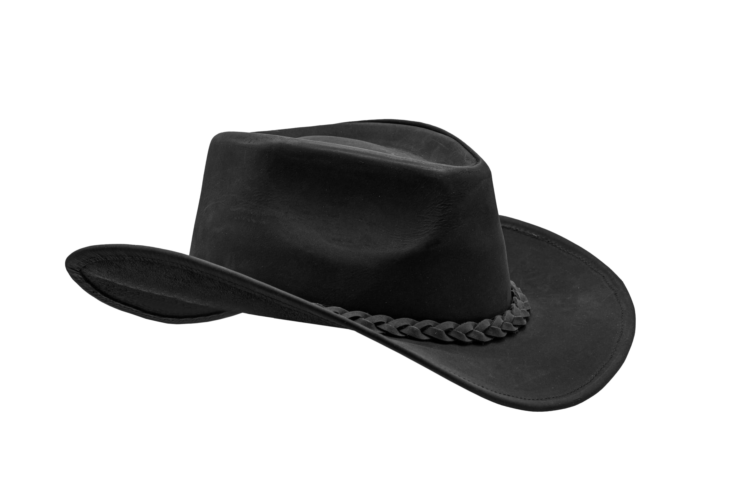 HADZAM Block Grain Leather Cowboy Hat for Men Women Shape able into Out Back hat Durable Leather Hats for Men | Western hat