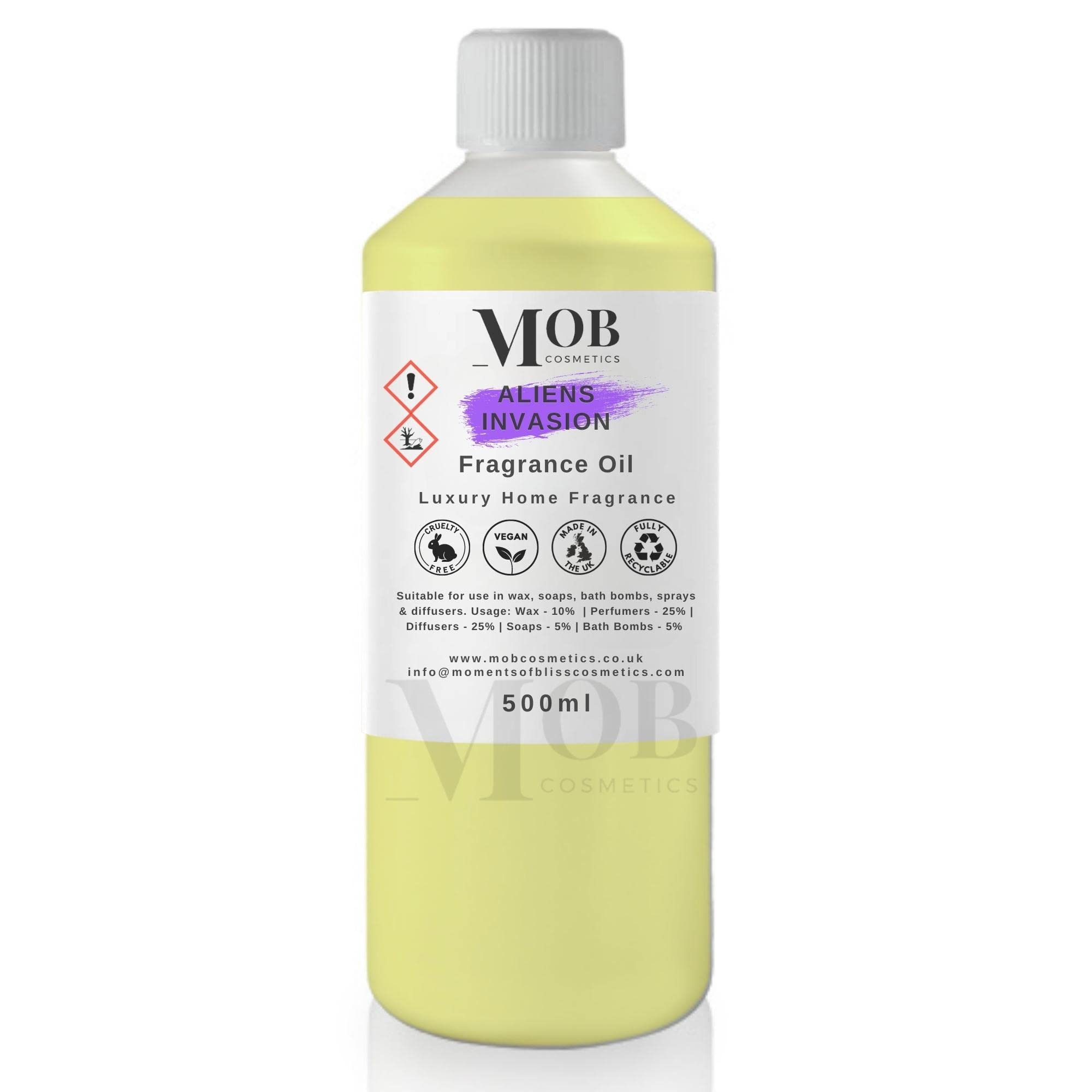 Aliens Invaison Luxury and Designer Fragrance Oil | Highly Concentrated | Perfect for Candles, Soaps, Bath Bombs, Diffusers, Wax Melts | UK Made | Vegan (Aliens Invasion, 500ml)