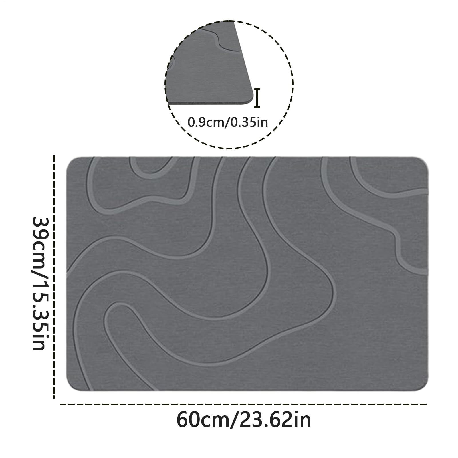Felpudo para Baño Alfombra de Ducha Antideslizante con Tierra de Diatomeas | Alfombra Lavable para Salón, Comedor, Cocina, Hoteles y Baño Antideslizante