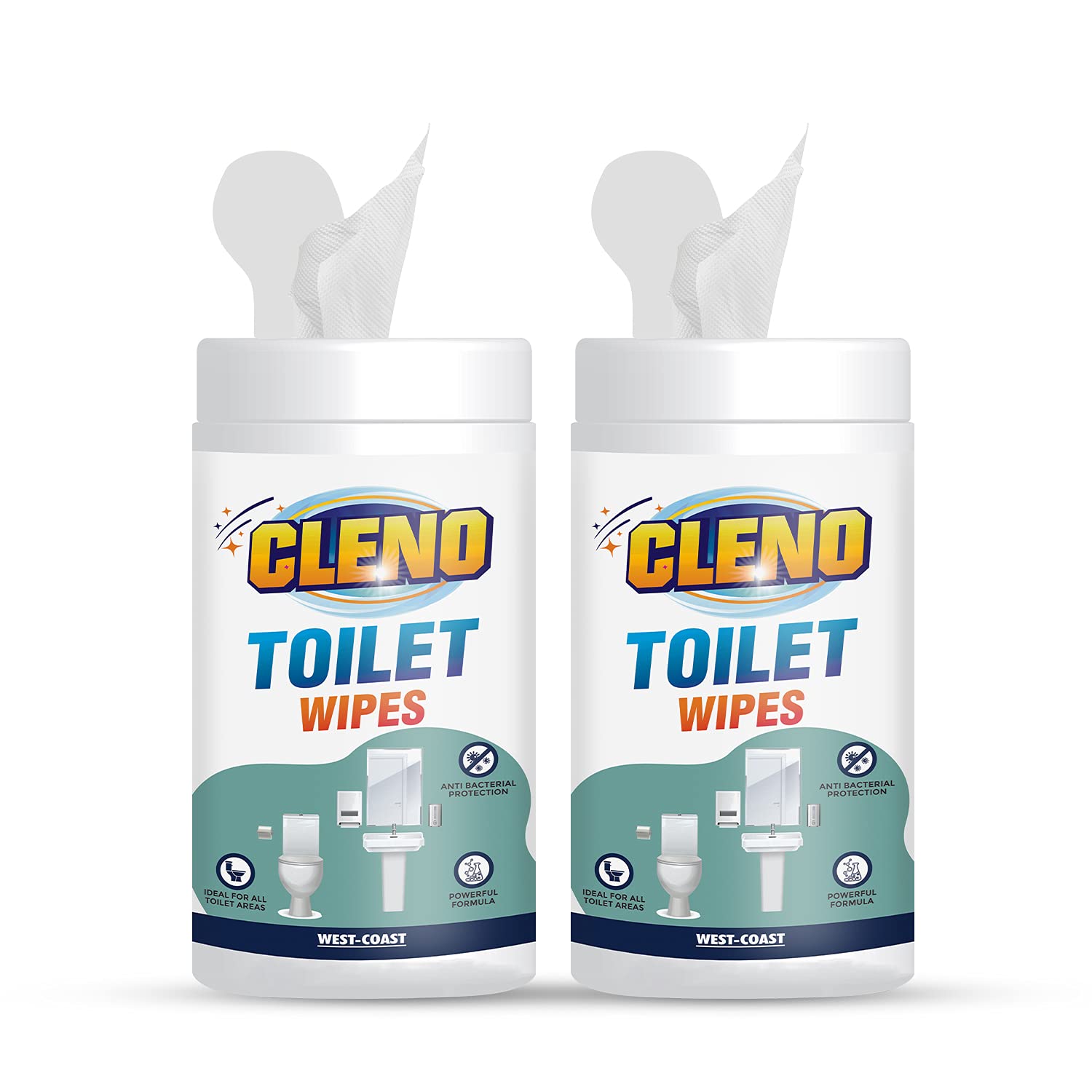 Cleno Toilet Cleaning Wet Wipes For all Toilet Areas like Toilet Commode/Toilet Seats/Flush/Knobs/Wash-basin - 50 Wipes (Pack of 2) (Ready to Use) (654)