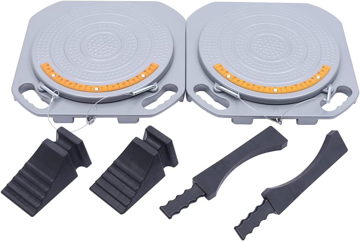 Wheel Alignment Tool Turn Plates, 2 Wheel Durable Car Front End Wheel Alignment Turntable Turn Plates Tools (with Angle Meter and Pointer)
