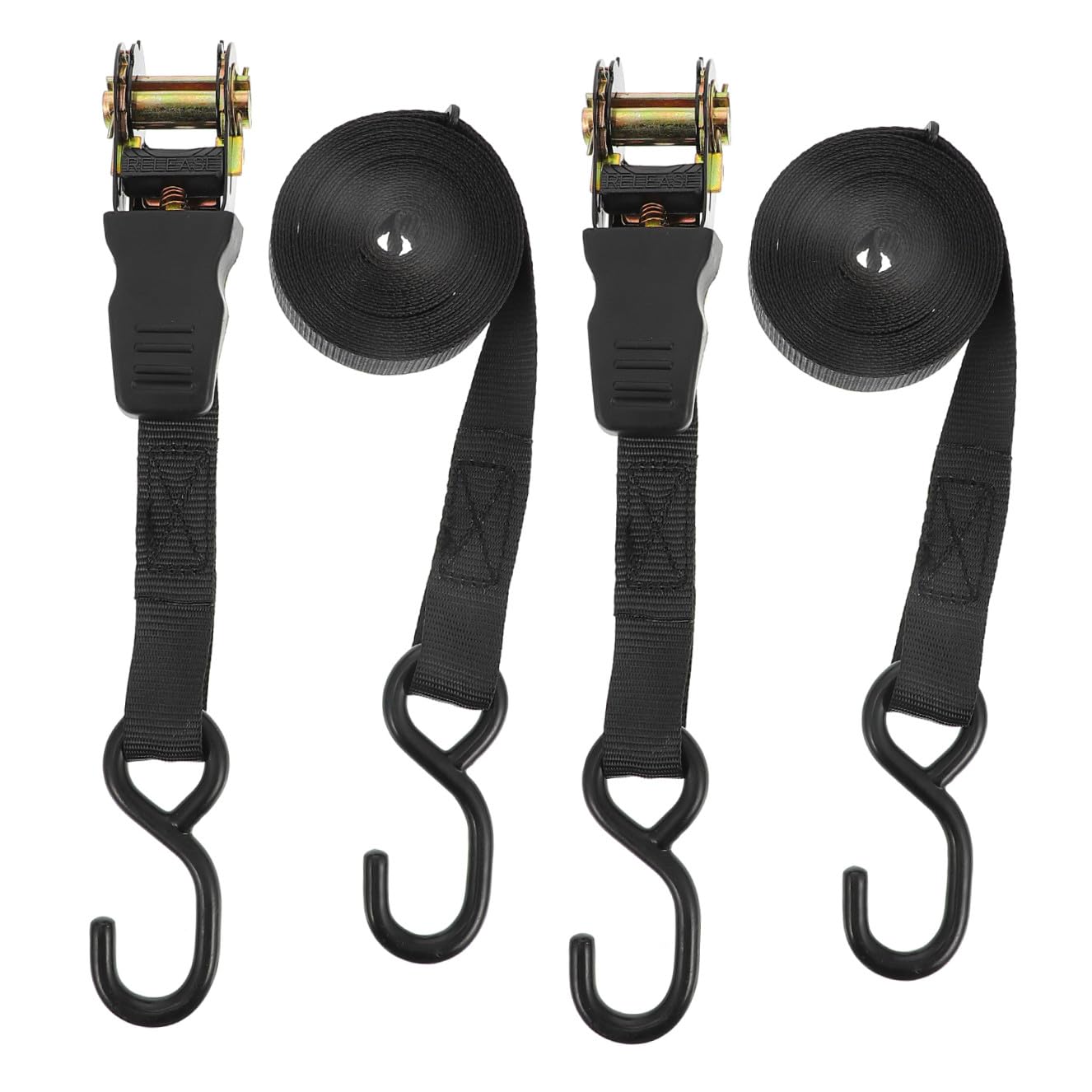 Sangles De Fixation De Bagages 25 Mm Lot De 2 Sets De Noir Ceintures De Serrage Réglables pour Moto Voiture Camping-Car Usage Extérieur Remorquage Transport Sécuritaire