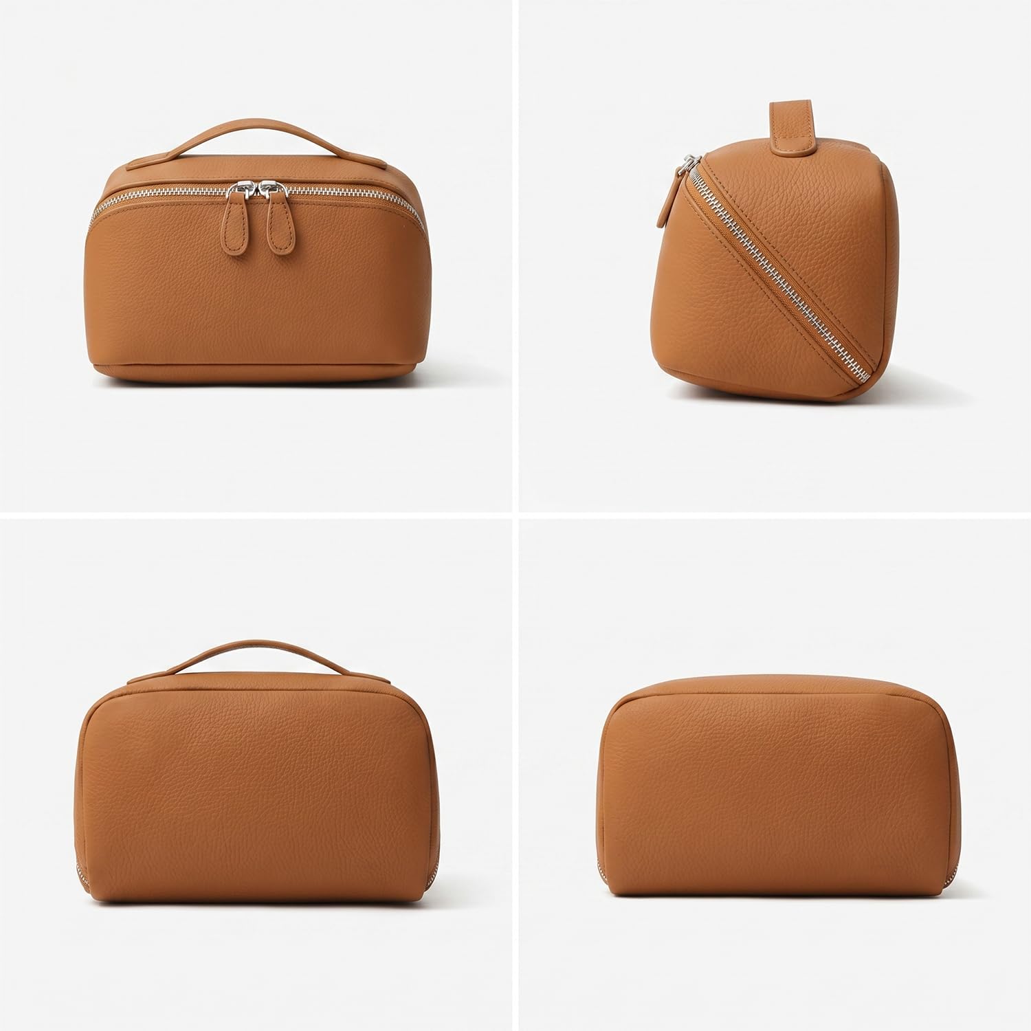 Beauty Case in Vera Pelle per Donna, Organizzatore di Toilette Multifunzionale per Viaggi, Pochette per Trucco Compatta e Portatile, Necessaire da Viaggio in Cuoio Nero