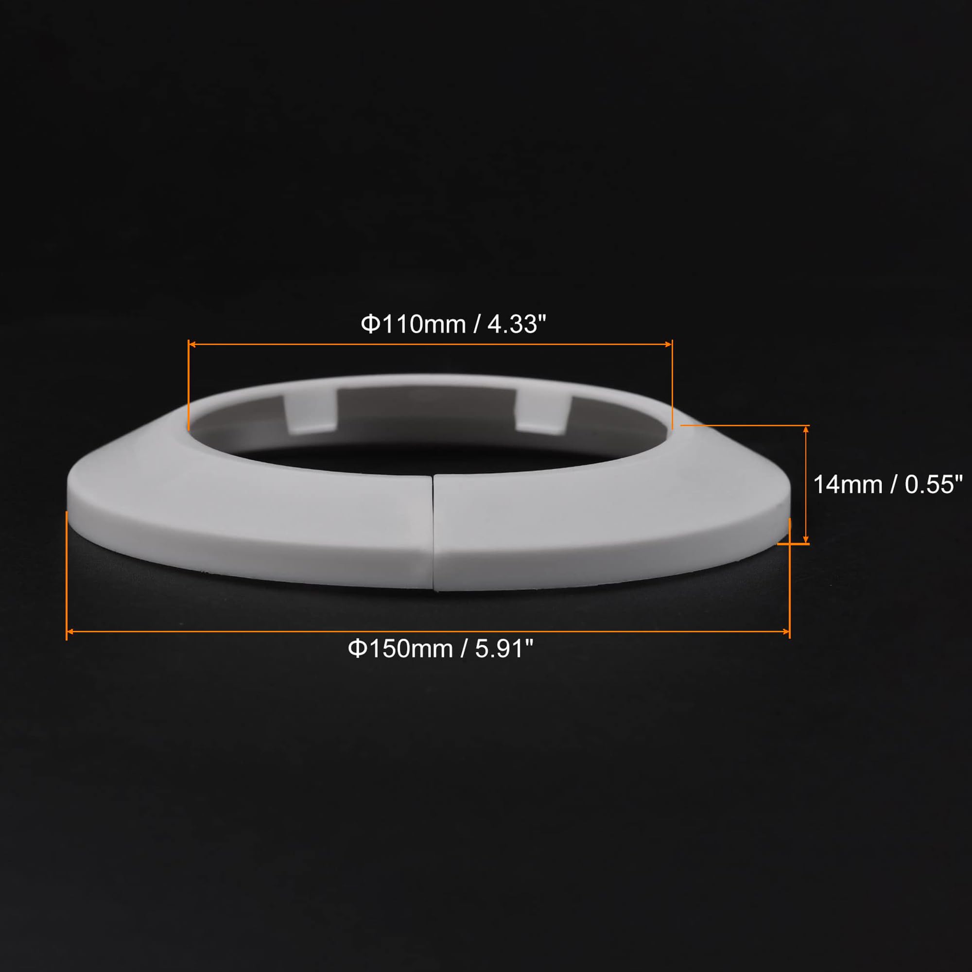 TOP-VIGOR 4pcs 110mm Pipe Cover Decoration, Click-in PP Plastic Escutcheon Pipe Collar for Water Pipe Drain Line - Image 2