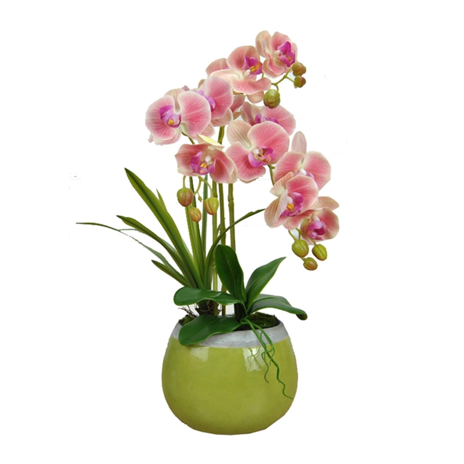 AYCDL Artificial Flower Set, Artificial Orchid Fake Flowers Bonsai with Vase,Floral Arrangements for Home Office Table Centerpieces Beautiful Artificial