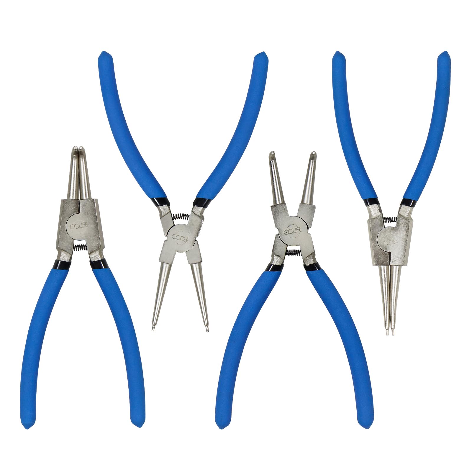 Jeu De 4 Pinces à Circlips Intérieur/extérieur 180 Mm - Pointes Fines 1,8 Mm - Avec Ressort Et étui - Pour Mécanique Auto, Industrie - 3