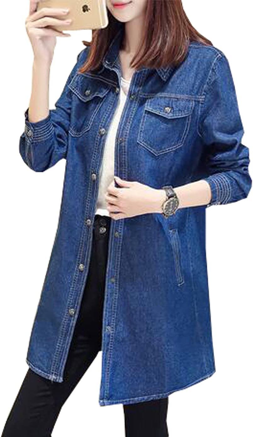 MYtodo denim jacketMYtodo Women's casual denim jacket long sleeves solid color blouse cardigan