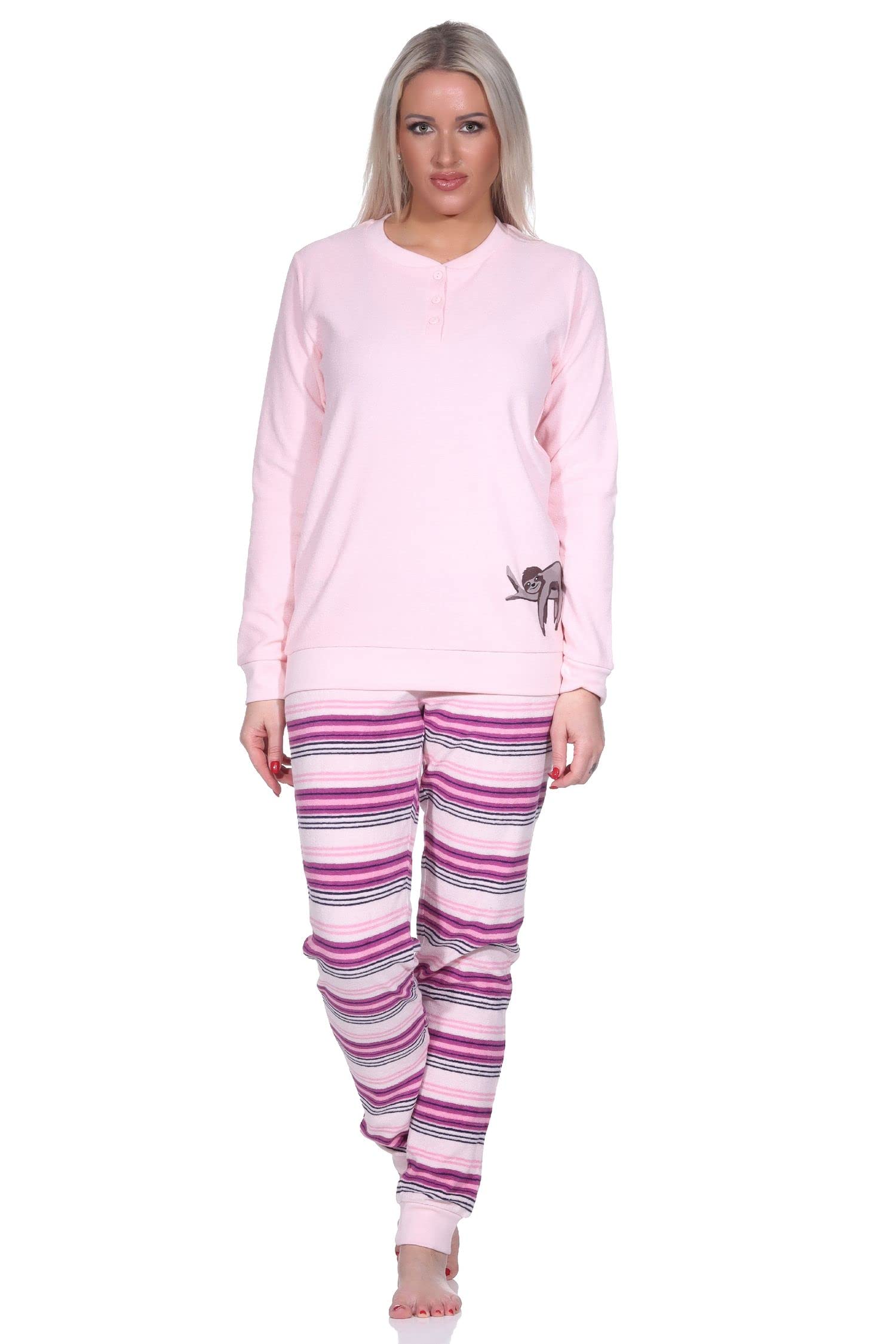 Normann Damen Frottee Pyjama Hose gestreift - süsses Tiermotiv - auch in Übergrössen