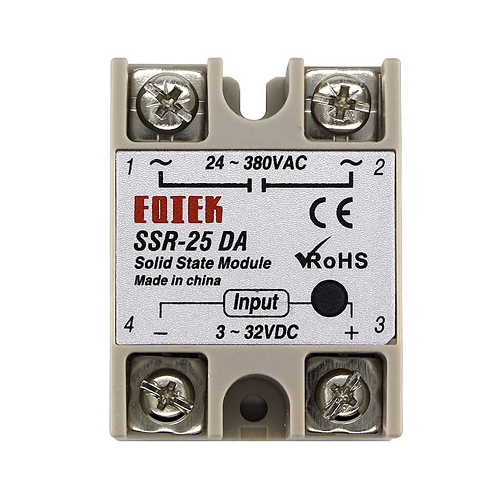 Artshu Modulo relè a stato solido SSR-25DA 25A/250V 3-32V DC Ingresso 24-380VAC Uscita