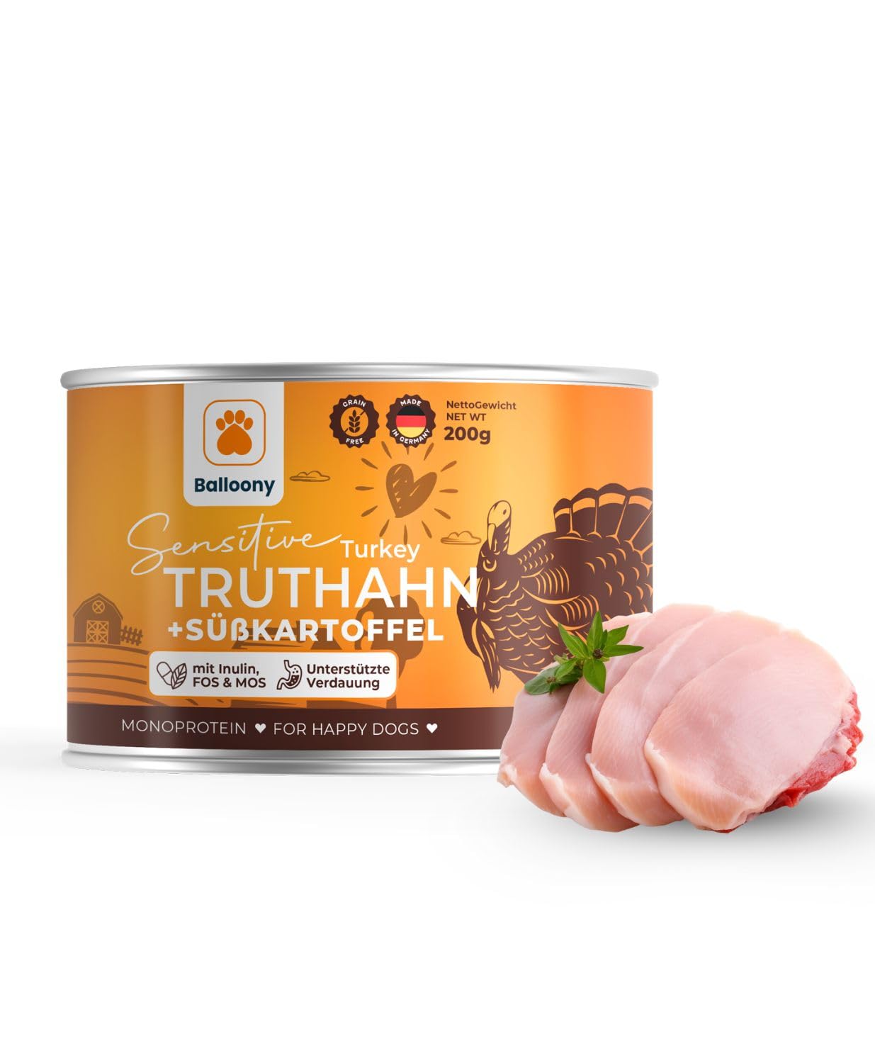 Balloony.pet - Superfood Nassfutter mit Truthahn (6x200g)  Darmschonend -  Fr Hunde mit sensibler Verdauung und besonderen Ernhrungsbedrfnissen :  Amazon.de: Haustier