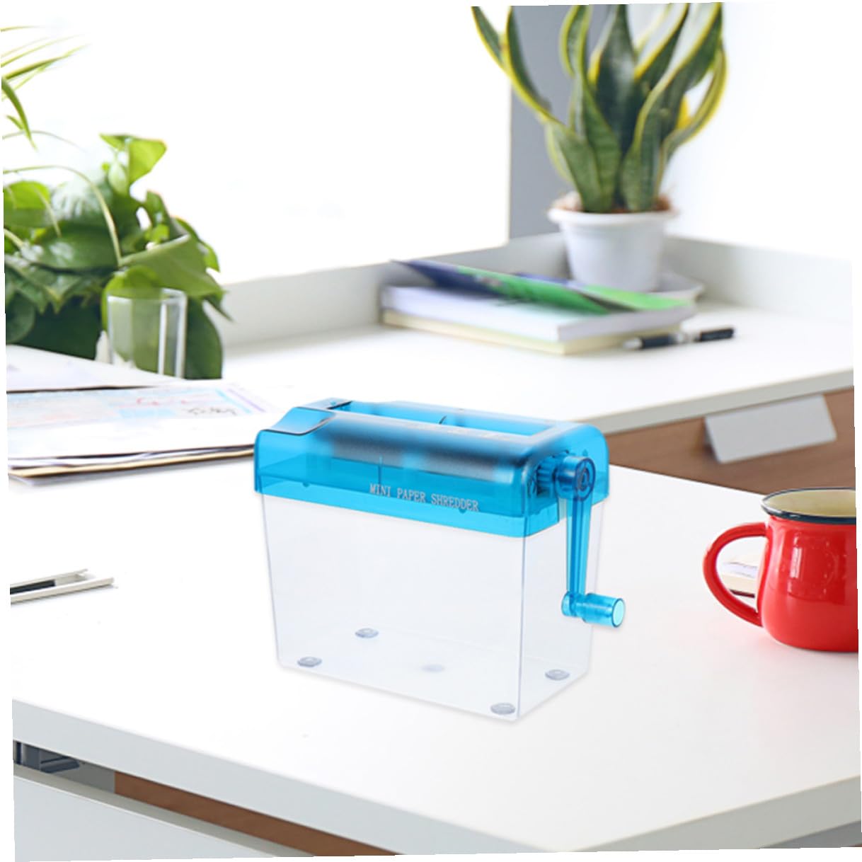 ULTECHNOVO 2 pezzi Mini Distruggi Documenti Manuale Portatile per Ufficio e Casa Trita Carta Compatta per Documenti Sensibili Utensile da Scrivania senza Elettricità Adatto per Appunti e