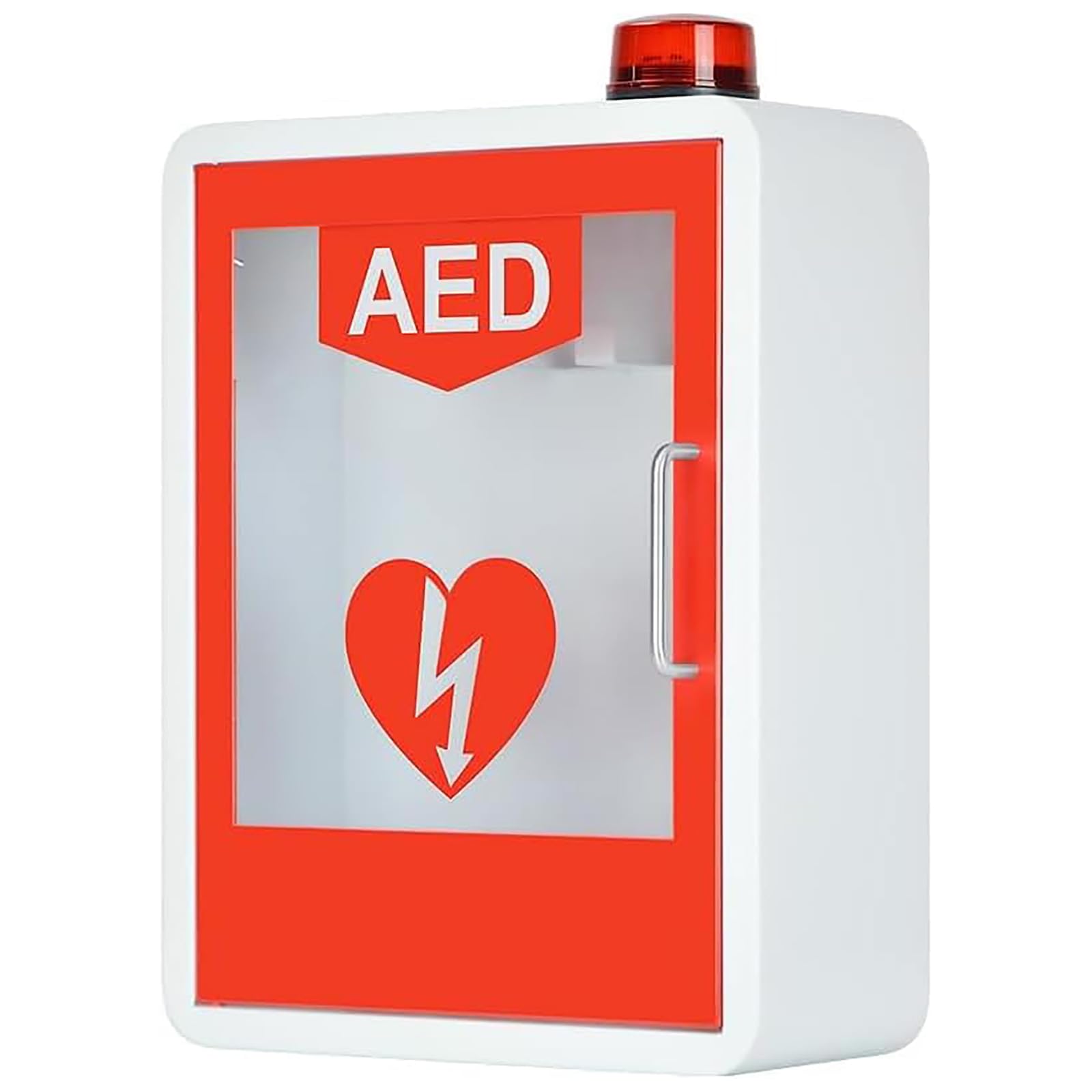 AED Defibrillator Storage Cabinet, Wall-mounted AED Defibrillator Storage Cabinet, Double Switch Control with Light and Alarm System, Fits Most AED Models, for Public Places