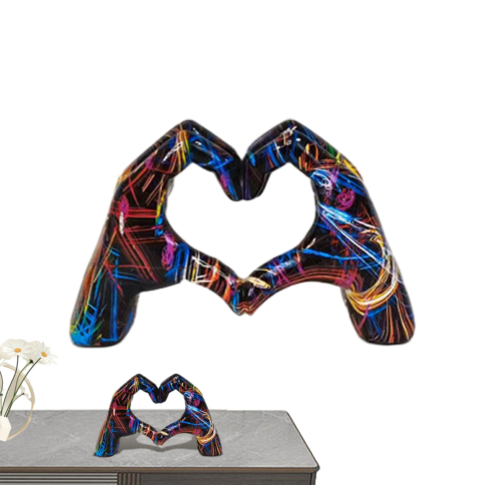 Sculpture De Mains En Forme De Cœur – Statue Romantique D'amour – Œuvre D'art Moderne Décorative En Forme De Cœur Pour étagère Et Table Basse