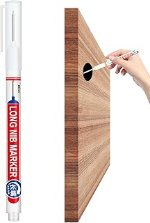 木工用マーキングペン | 金属マーキングペン、機械工具,建設ペイントマーカー木工長口マーカーペン木工白工業用マーキング深穴マーカーペン速乾性防水油性長筆ペン、金属マーカー、ロングヘッド深穴マーカー防水、大工ビルダー向けスケールデザイン