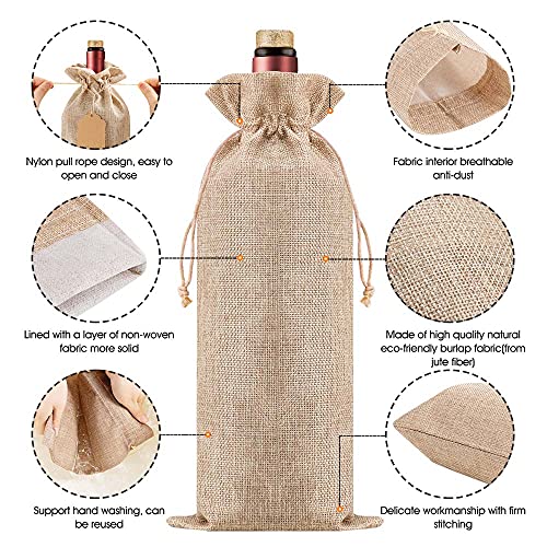 Homum 12Pcs Premium Burlap Wine Bags