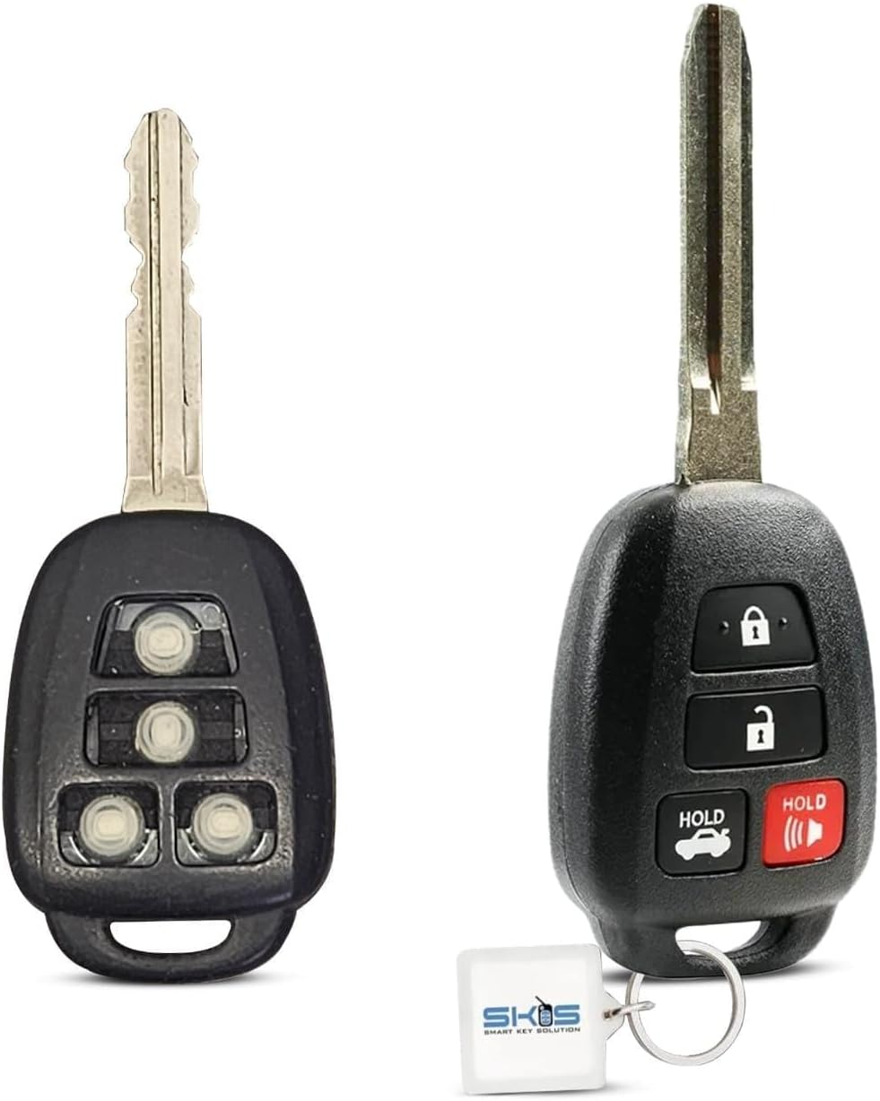 Key Fob Shell fits 2012-2017 Toyota Camry / 2014-2017 Toyota Corolla RAV4 Highlander Keyless Entry Remote Case & Pad (HYQ12BDM) HYQ12BEL