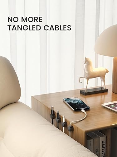 Miniatura 6 de Clips magnéticos organizadores de cables, paquete de 8 para escritorio, mesita de noche y pared, clips de gestión de cables y soportes de cables