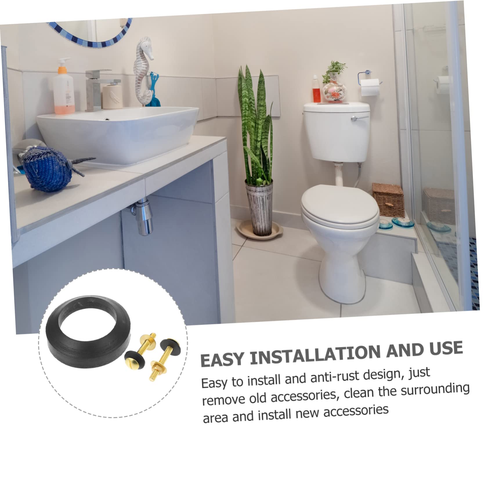 Uonlytech 3sätze Toilettenspülkasten Dichtungsring Bolzen Und Schrauben Universelle Toiletten Ersatzteile Für Einfache Installation Und Zuverlässige Abdichtung