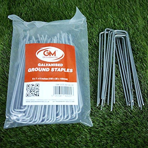 GroundMaster 150mm Agrafes Piquets de Paillage Robuste en Acier Galvanisé et en Forme de U (50 Agrafes) Cover