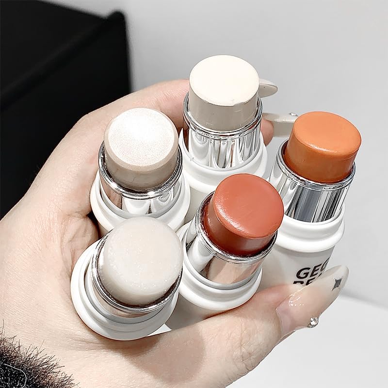 Gege Bear Smart Water Sensory High Light Stick | Makeup Highlighter for Women | Aesthetic Highlighters Pastel Collection | Long-Lasting Glow | Moisturizer Formula for Teen Girls Women Skin | Cute Pastel Color Shades Set (05# Bingcu Peach, 3.8g)