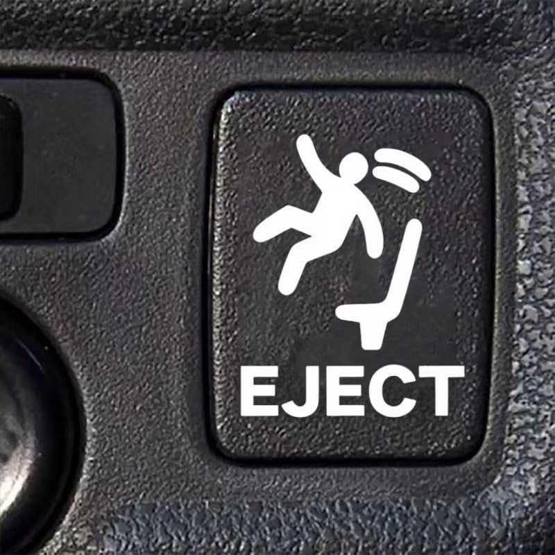 2pcs/Set Eject Button Stickers for Empty Car Buttons, Humorous Car Accessories for Men, Video Game Decals for Vehicles, White image 4