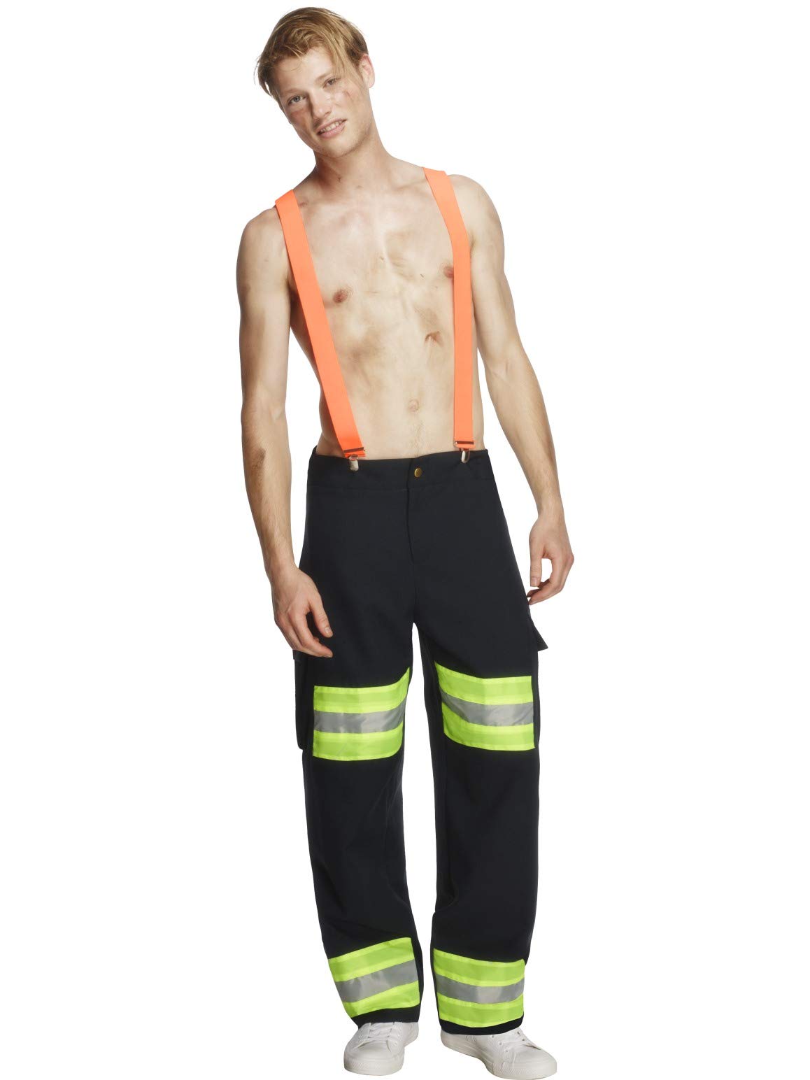 Smiffys Fever Male Firefighter Costume with Trousers and Braces Blue MEDIUM