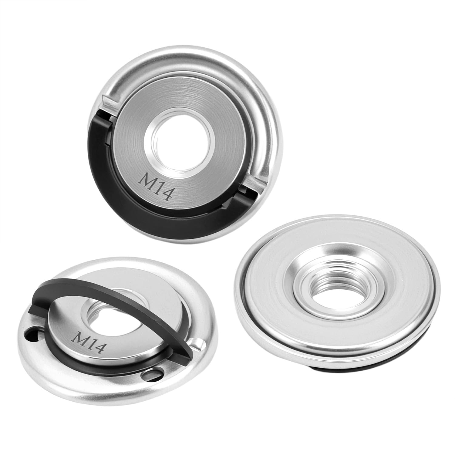 QWORK® 3PCS Dado a Sgancio Rapido 45MM per Smerigliatrici Angolari M14 - con Anello di Trazione