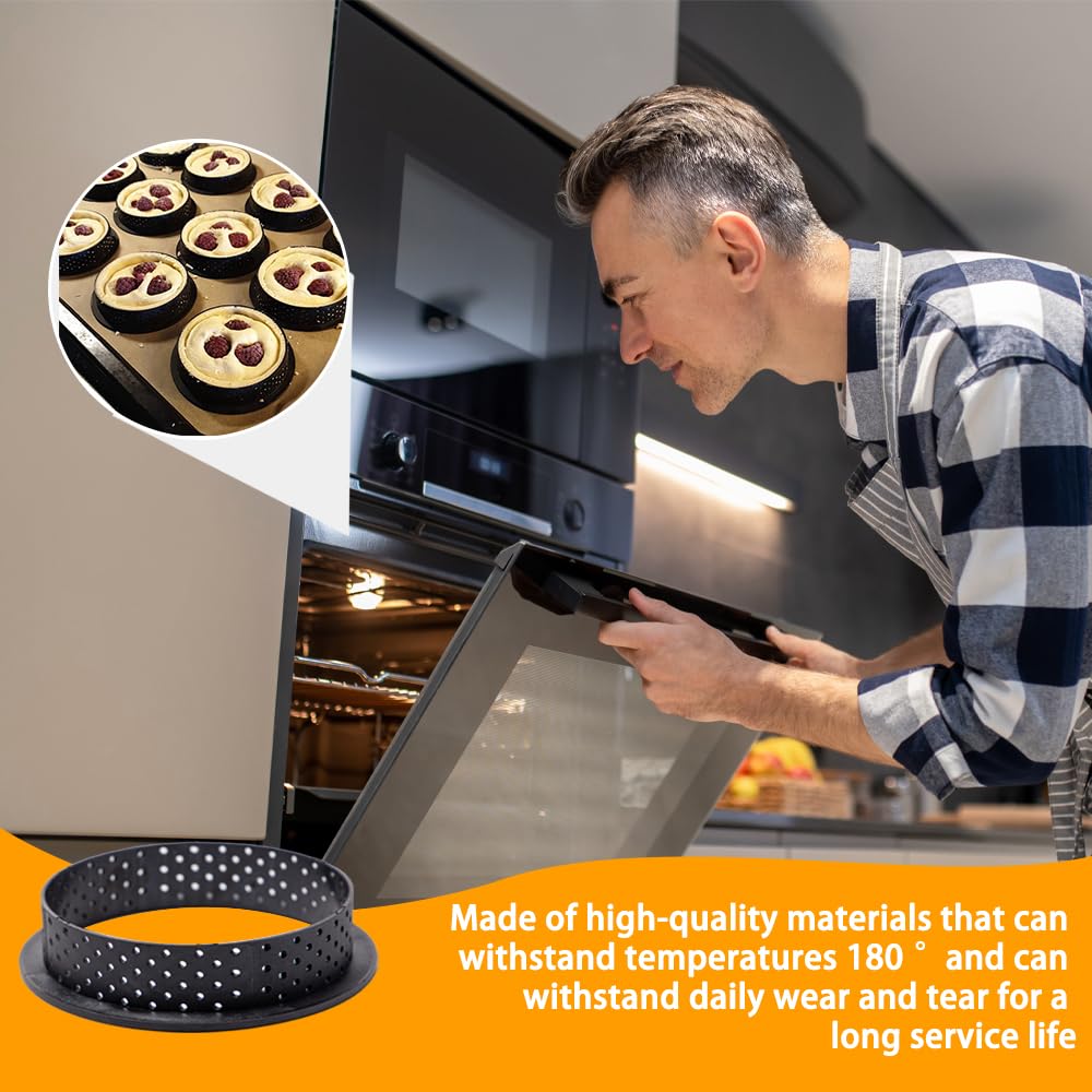 Keboyoe 18pcs Perforated Mousse Cake Ring Perforated Tart Ring Set Round Oval Rectangle Shape Tart Ring Plastic Perforated Pie Ring Muffin Rings Cake Mould for Mini Cakes Mini Pizzas Muffins - Image 2