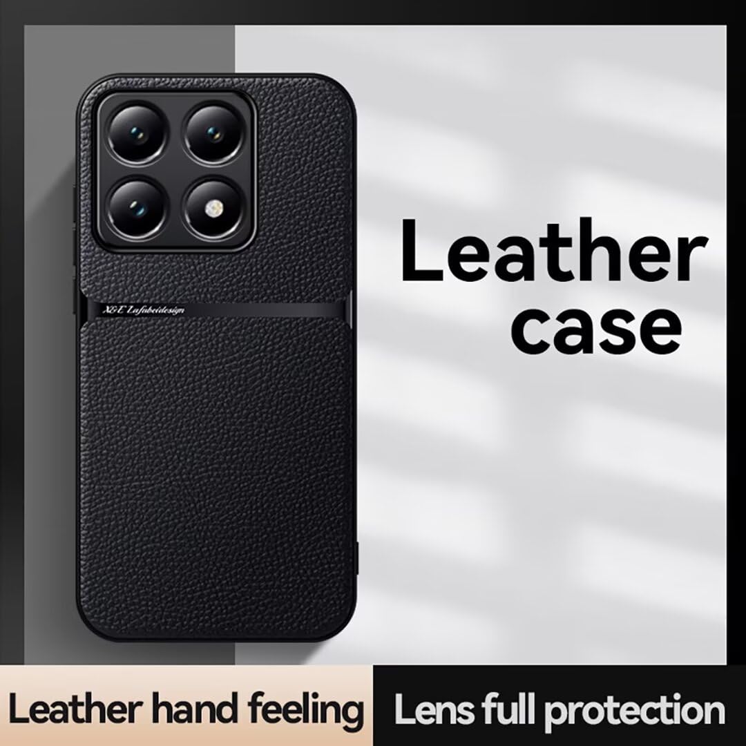 COMAKU Case for Xiaomi 14T Pro 5G, Premium Leather TPU Silicone Hybrid Texture is Non-Slip and Shockproof Phone Case Cover - Black - Image 2