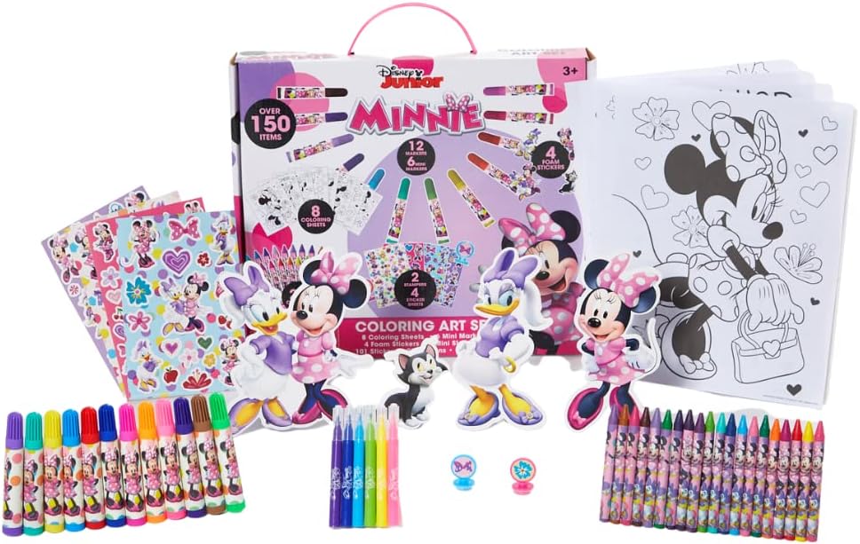 Innovative Designs Disney Minnie Mouse Coloring Art Set for Kids with Stickers and Stampers, 150+ Pieces