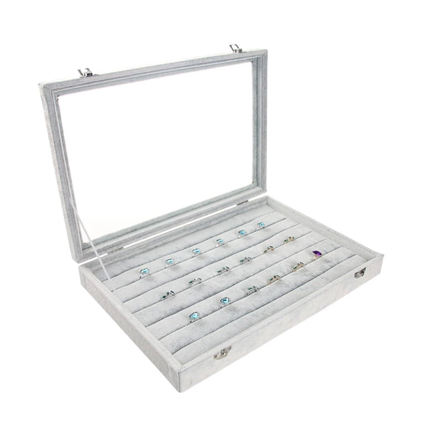 1 Pc Creative Gray Velvet Necklace Rings Earrings Jewelry Display Organizer Box Case Jewelry Box Storage Showcase Originality