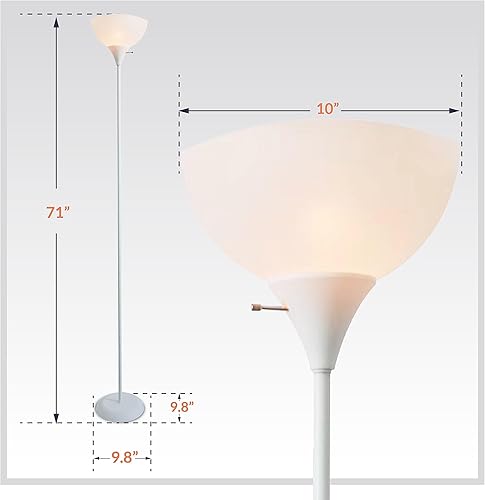 Miniatura 10 de Newhouse Lighting NHFL-JO-WH Joey Lámpara de pie moderna de 71 pulgadas para dormitorios, sala de estar, lámpara de pie duradera para el hogar,