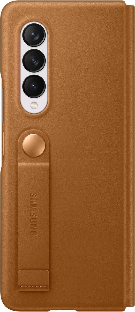 Étui en cuir Galaxy Z Fold 3 antichoc marron clair évite rayures écran - 3