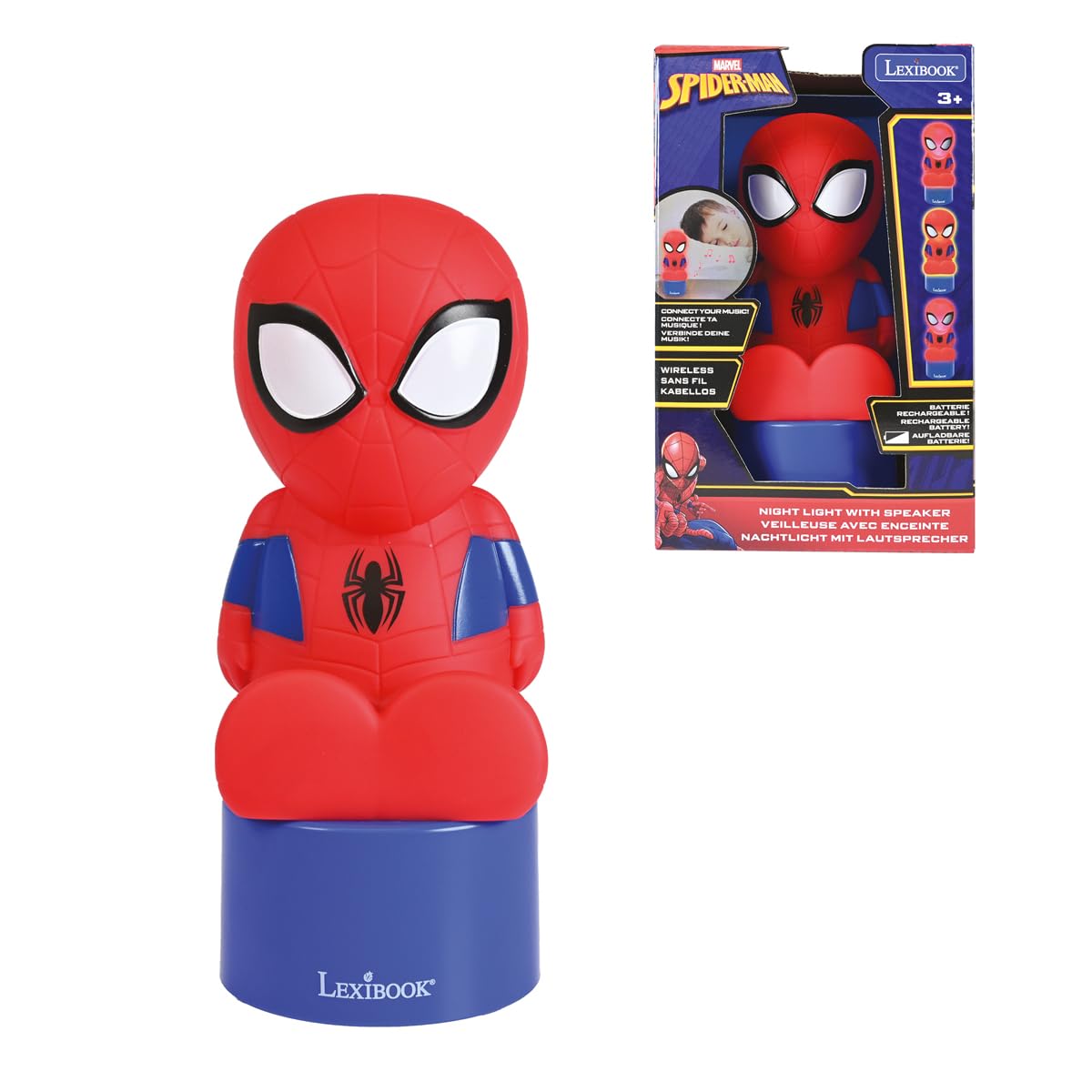 LEXIBOOK, Spiderman Bluetooth Speaker Night Light, Blue, NS02SPLXB