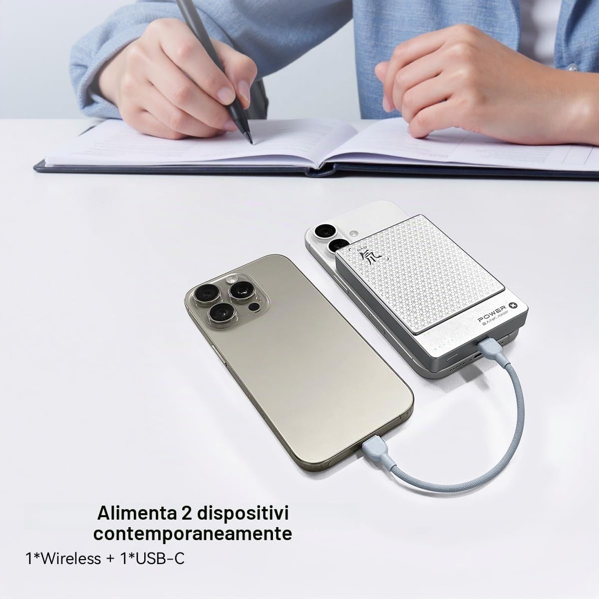 REDMAGIC 10000mAh Power Bank per MagSafe, Ultra-Sottile 14 mm | Magnetico Wireless Batteria Esterna Caricatore Certificata Qi2, Ricarica Rapida PD 45W con Cavo USB C per Serie iPhone 17-12