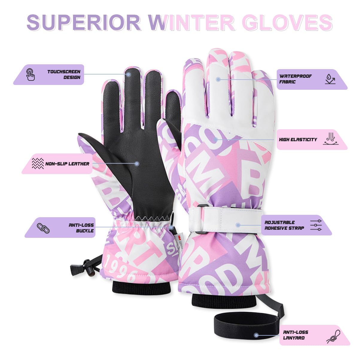 Guantes Invierno Hombre,Guantes Termicos Mujer,Guantes Nieve Impermeables con Puño Extendido para Protección contra los Elementos,Guantes Esqui Táctiles para Ciclismo,Escalada